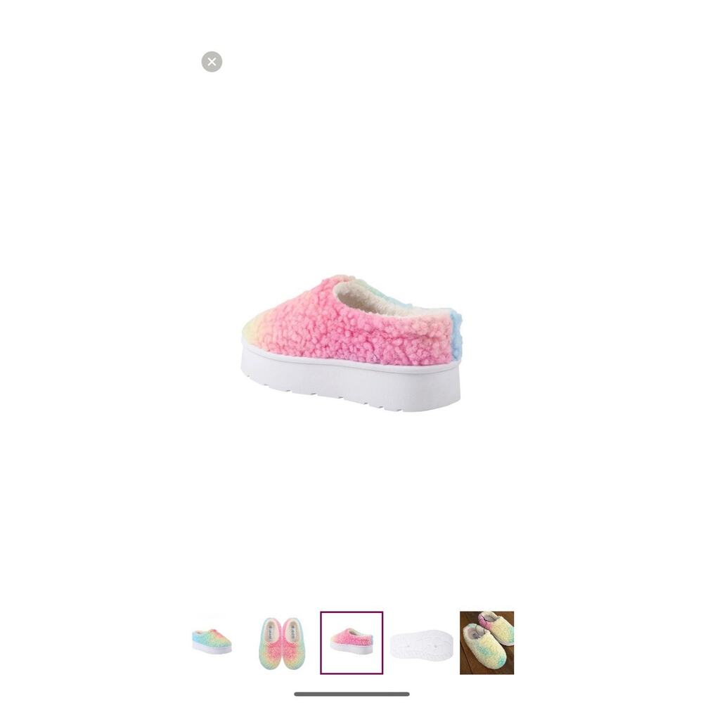 LOVE 83 Teddy Sherpa Little Girls Rainbow Slippers Pink & Blue11 - Picture 2 of 5